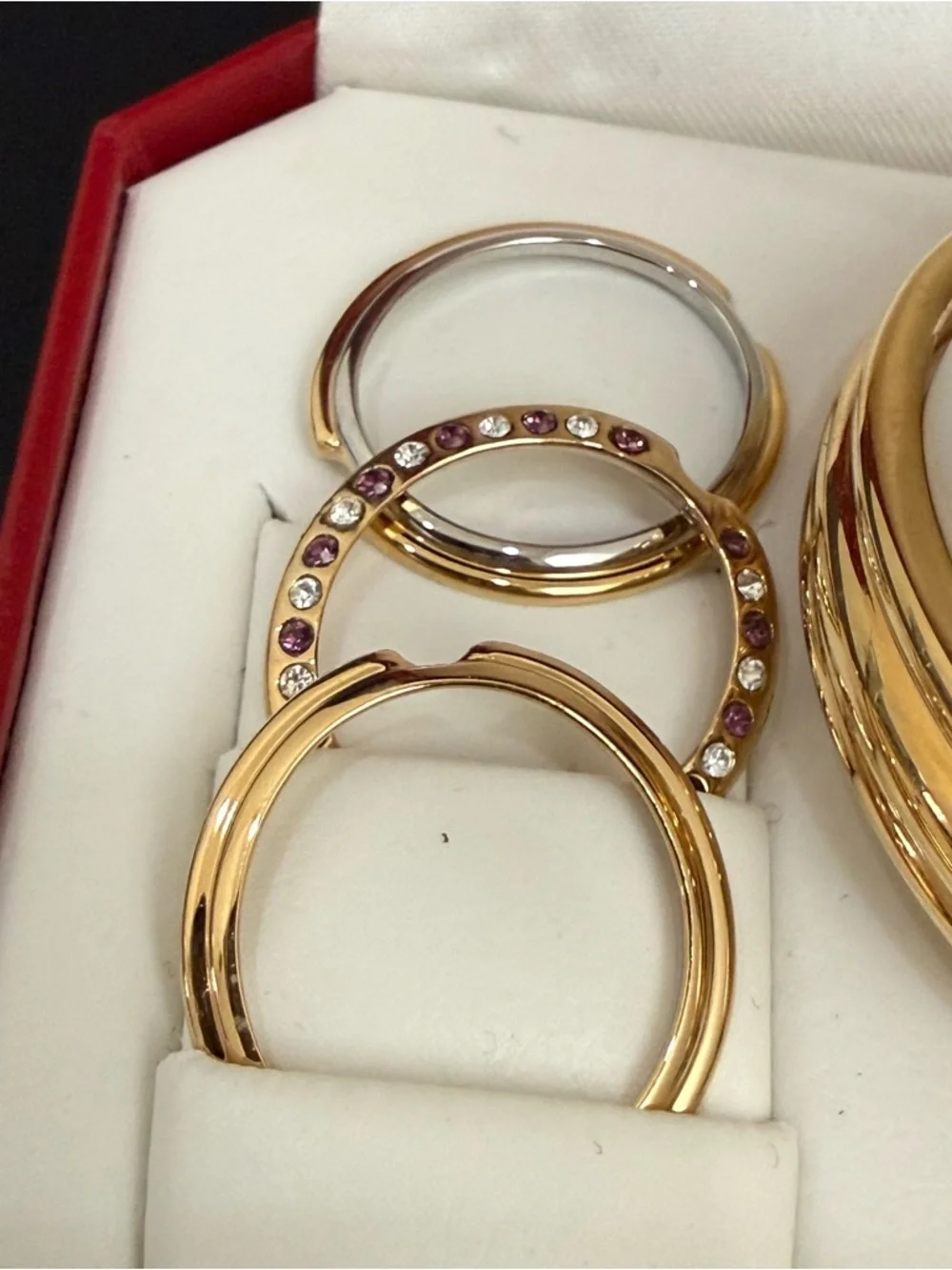 Vintage PEUGEOT Gold-tone Interchangeable Bezels & Studs Rhinestones Watch - Picture 4 of 13